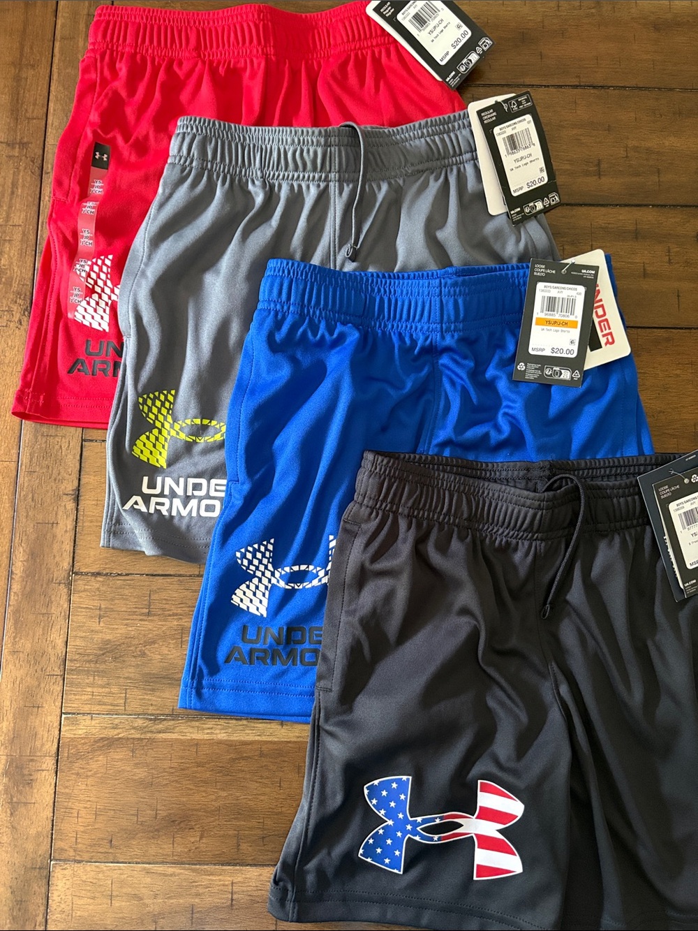 Under Armour Kids Boys lot set bundle of 4 Athletic sports Shorts size small NWT